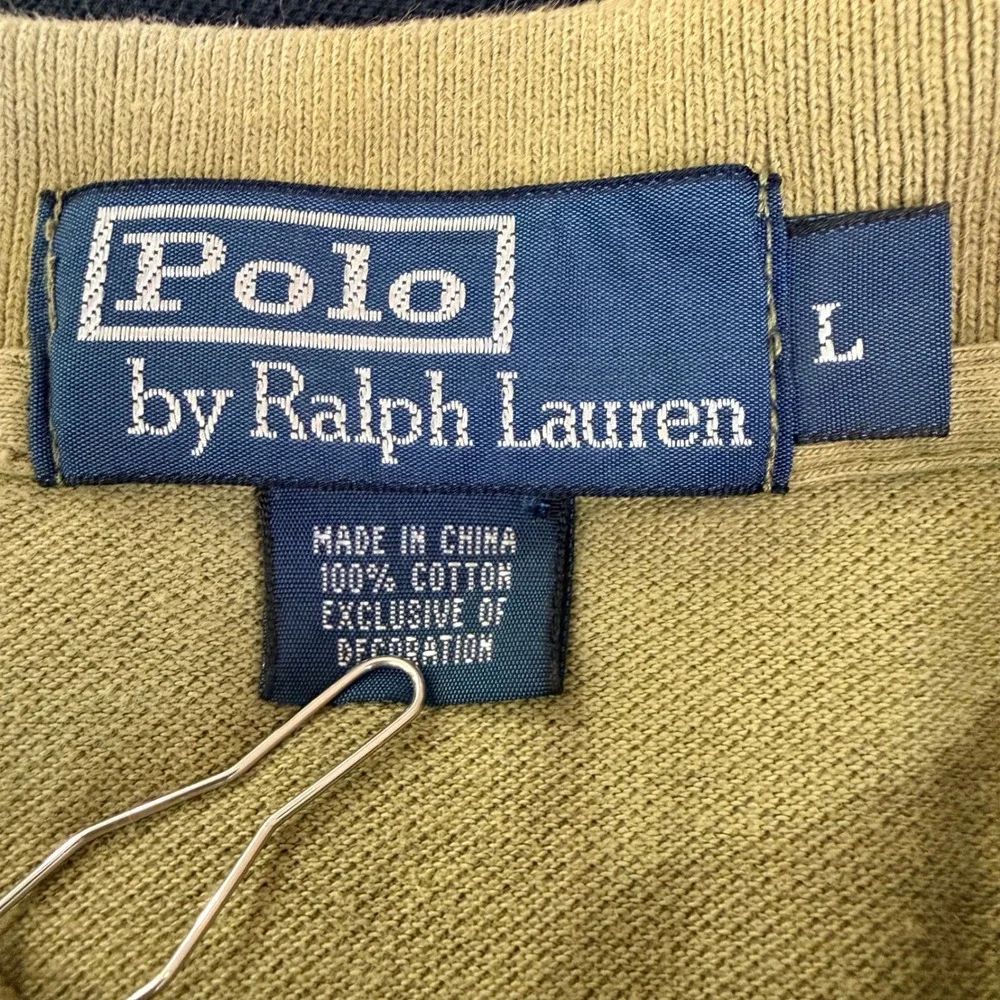 Polo Ralph Lauren Polo Shirt Mens Large Olive Green Classic Pique Cotton Logo